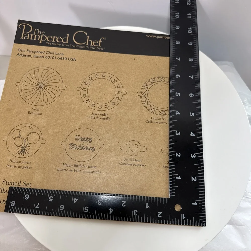Pampered Chef Cake Stencil Set #1535 New Birthday Heart Balloon Celebration